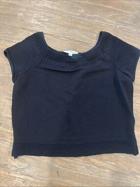 St. John collection  Black Short Sleeve Cropped Knit Top